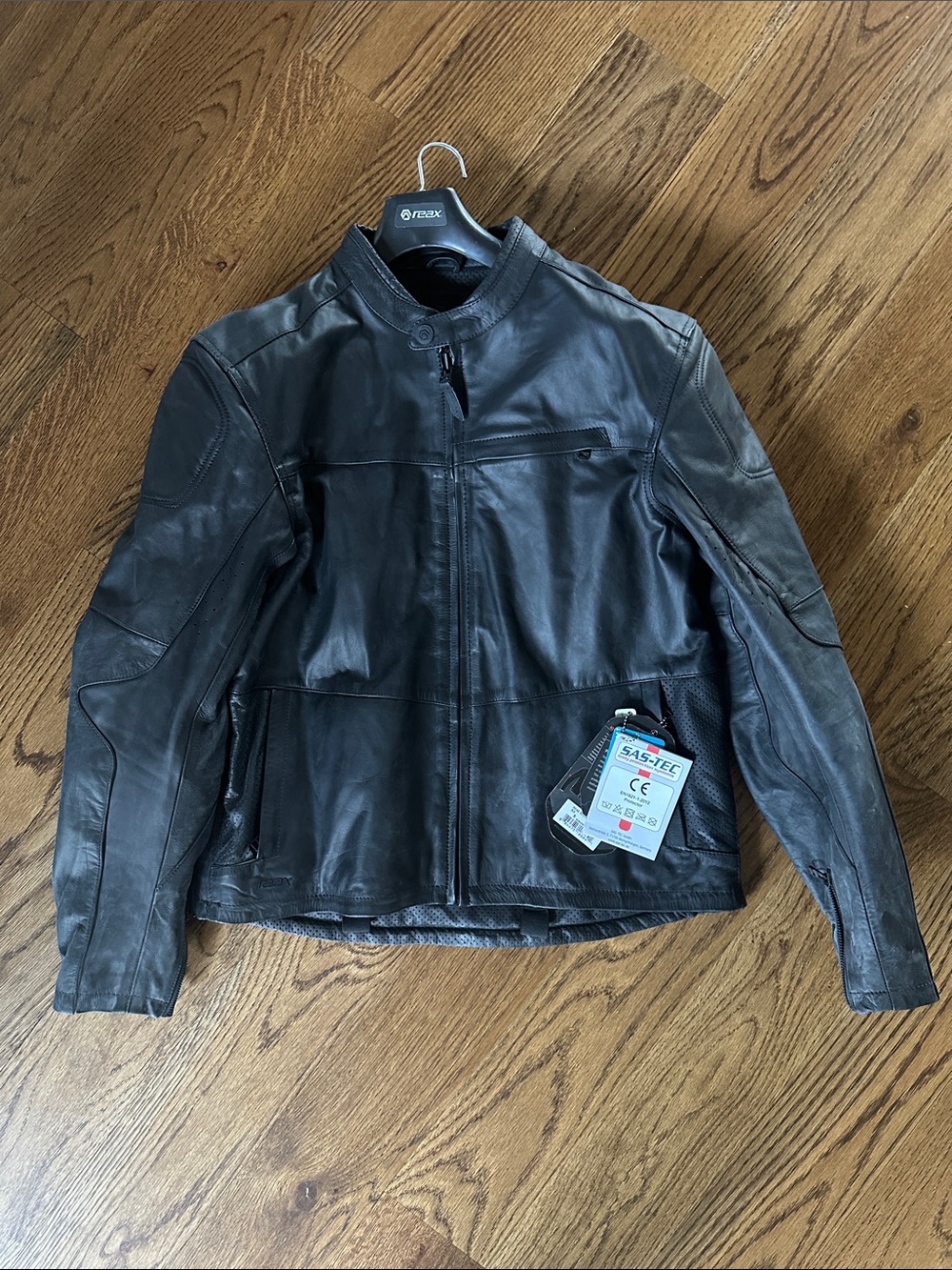 Men's Black Leather Bomber Jacket - (Brand: )
